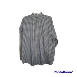 Grey plaid button down dress shirt